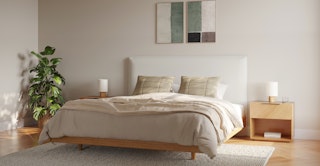 A bright, scandinavian bedroom featuring The Natural Light curated design