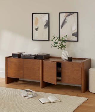 Torme 34" Bookcase with Storage, in Smoked Oak finish