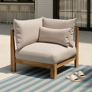 Styled image of Cove 34.25" Outdoor Corner Chair Module in Basket Beige