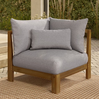 Styled image of Cove 34.25" Outdoor Corner Chair Module in Basket Gray