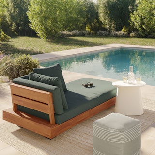 Lubek Corner Sectional Set in Slate Gray, set on a patio in a desert