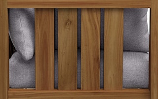 Detailed view of back panel on the Cove 34.25" Outdoor Corner Chair Module in Basket Gray