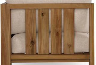 Detailed view of back panel on the Cove 34.25" Outdoor Corner Chair Module in Basket Gray